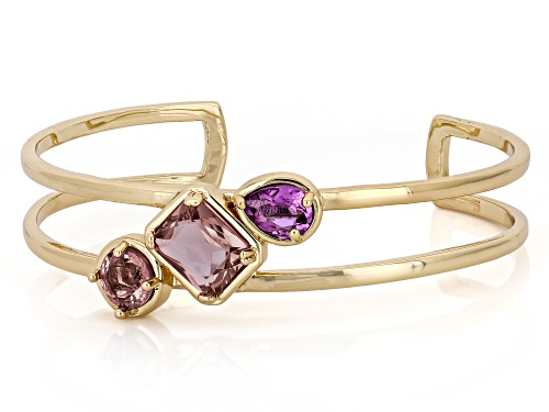 Mixed Shape Zandrite Bronze Open Design Cuff Bracelet - Size 7.5