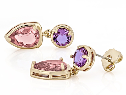 Mixed Shape Zandrite Bronze 2-Stone Dangle Earrings