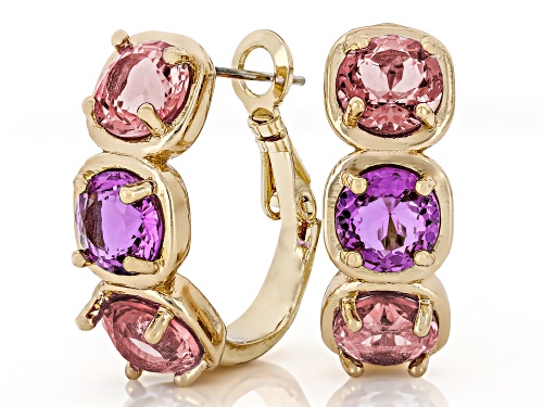 Zandrite Bronze 3-Stone Hoop Earrings