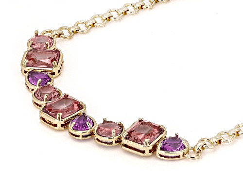 Mixed Shape Zandrite Bronze Link Necklace - Size 18