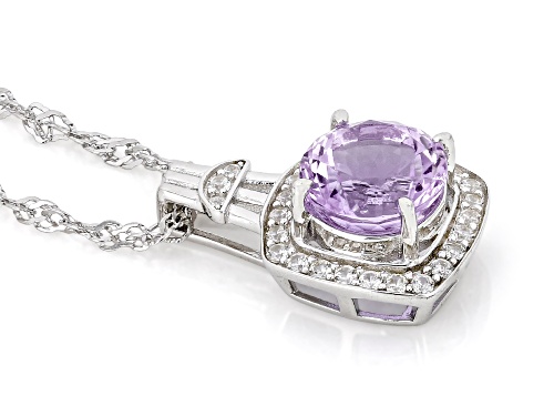 Zandrite and White Zircon Rhodium Over Sterling Silver Pendant with Chain