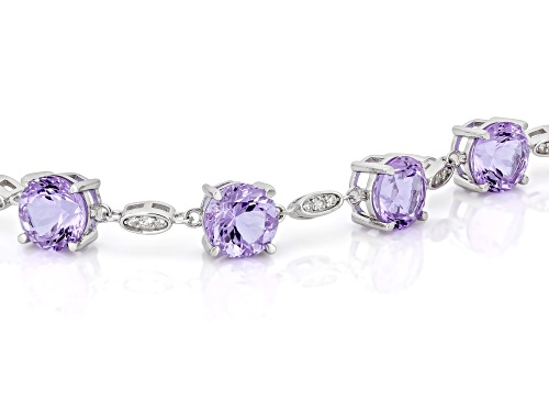 Zandrite and White Zircon Rhodium Over Sterling Silver Bracelet 16.67ctw - Size 8