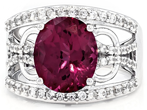 Zandrite and White Zircon Rhodium Over Sterling Silver Ring 6.33ctw - Size 8