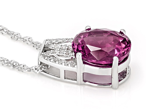 Zandrite and White Zircon Rhodium Over Sterling Silver Pendant with Chain