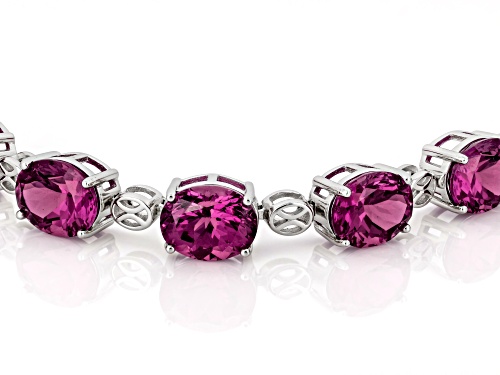 Pink Zandrite Rhodium Over Sterling Silver Line Bracelet 38.01ctw - Size 8