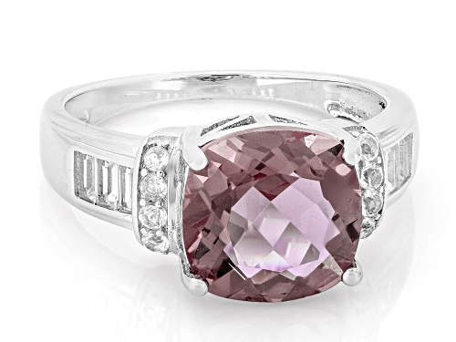 Zandrite and White Topaz Rhodium Over Sterling Silver Ring 3.49ctw - Size 8