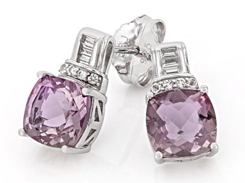 Zandrite and White Topaz Rhodium Over Sterling Silver Drop Earrings 6.43ctw
