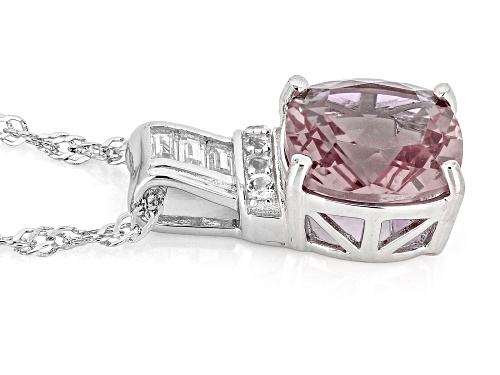 Zandrite and White Topaz Rhodium Over Sterling Silver Pendant with Chain