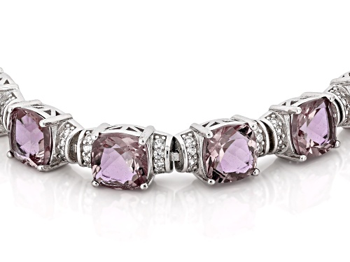 Zandrite and White Zircon Rhodium Over Sterling Silver Bracelet 19.94ctw - Size 8
