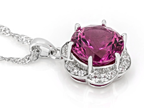 Zandrite and White Zircon Rhodium Over Sterling Silver Pendant with Chain