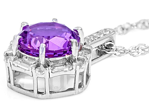 Zandrite and White Topaz Rhodium Over Sterling Silver Pendant with Chain