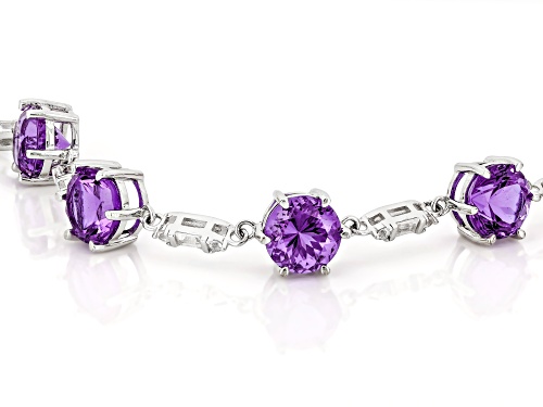 Zandrite and White Topaz Rhodium Over Sterling Silver Bracelet 14.58ctw - Size 8