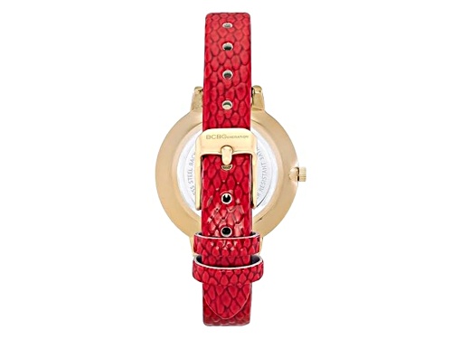 Women's BCBGeneration Gold Tone Red Leather Band Watch