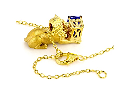 1.75ct Cobalt Blue Spinel 24k Yellow Gold Over Palladium Silver Pendant With Chain