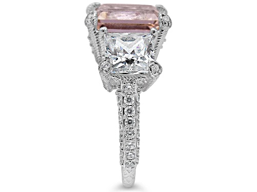 Judith Ripka 4ct Morganite Simulant And 5.12ctw Bella Luce Rhodium Over Sterling Silver Ring - Size 5