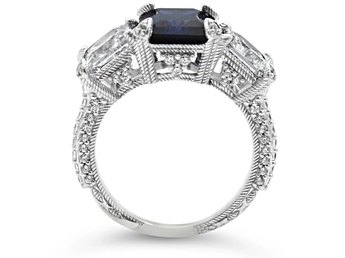 Judith Ripka 5.56ct Lab Blue Sapphire And 5.12ctw Bella Luce Rhodium Over Sterling Ring - Size 10