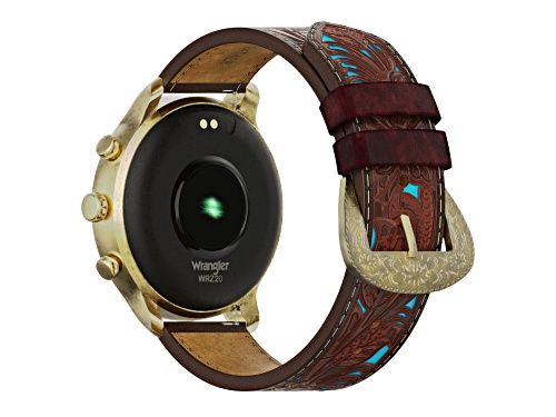 Wrangler Smart Watch WRZ20-872FT Round Antique Gold Tone Brown Floral Pattern Teal Strap