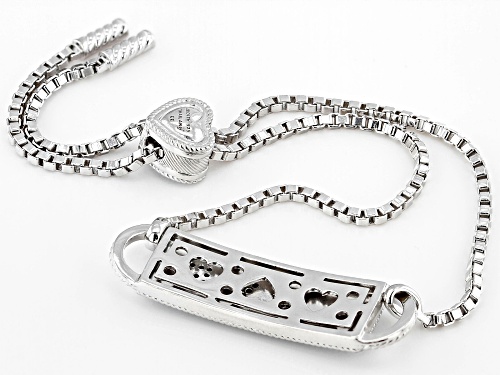 Judith Ripka 0.20ctw Bella Luce® Diamond Simulant & Black Enamel Rhodium Over Sterling Love Bracelet