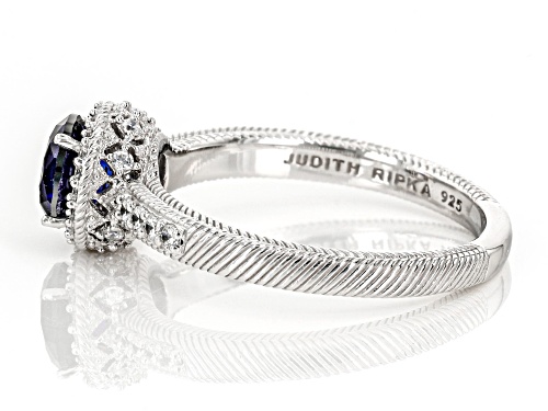 Judith Ripka 1.70ct Lab Sapphire & 1.65ctw Bella Luce® Rhodium Over Sterling Silver Halo Ring - Size 11