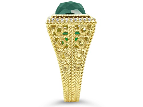 Judith Ripka 5ct Green Onyx And 0.45ctw Bella Luce Rhodium Over Sterling Silver Ring - Size 6
