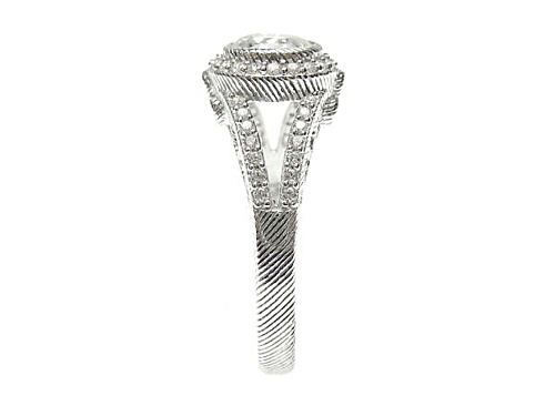 Judith Ripka 2.55ctw Bella Luce Diamond Simulant Rhodium Over Sterling Silver Halo Open Design Ring - Size 6