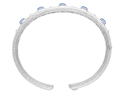Judith Ripka Penelope Dumortierite & 0.35ctw Bella Luce® Rhodium Over Sterling Silver Cuff Bracelet - Size 7