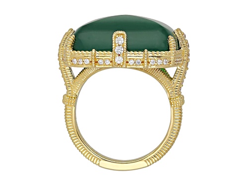 Judith Ripka 20x15mm Rectangular Cushion Chalcedony And 0.68ctw Bella Luce 14K Gold Clad Ring - Size 5