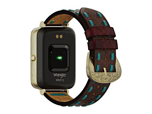 Wrangler Smart Watch WRZ12L-211RV Square Yellow Bezel With Brown Strap With Blue Stitching