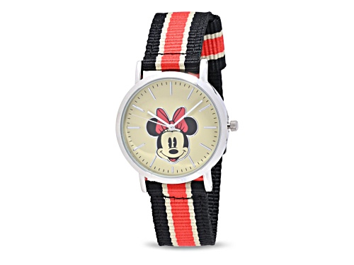 Disney His and Hers Set of 2 Mickey and Minnie Striped Nylon Band Watches