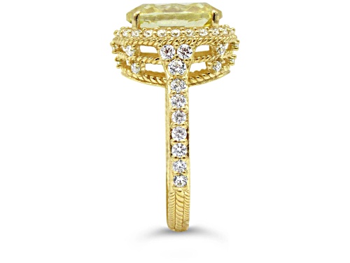 Judith Ripka 6.24ct Canary and 1.29ctw White Bella Luce 14K Gold Clad Ring - Size 10