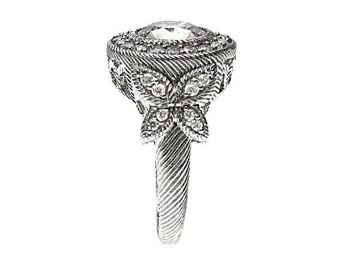 Judith Ripka 4.01ctw Bella Luce Diamond Simulant Rhodium Over Sterling Silver Statement Halo Ring - Size 5