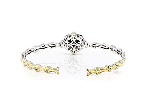 10x8mm Australian Opal, 1.08ctw Swiss Blue Topaz, Zircon Rhod/24K Gold Over Palladium Silver Bangle - Size 7