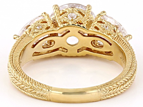 Judith Ripka Bella Luce® Diamond Simulant 14K Yellow Gold Clad 3-Stone Ring 6.60ctw - Size 11