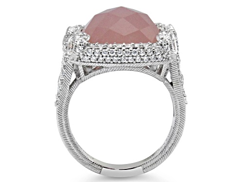 Judith Ripka 10.5ct Pink Chalcedony And 2.36ctw Bella Luce Rhodium Over Sterling Ring - Size 11
