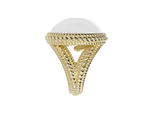 Judith Ripka White Agate 14K Gold Clad Verona Ring - Size 6