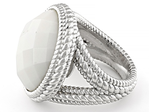 Judith Ripka White Agate Rhodium Over Sterling Silver Verona Ring - Size 6
