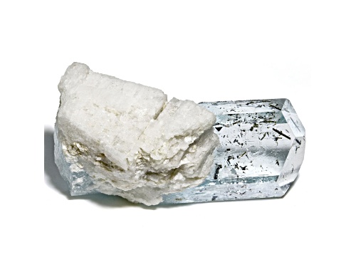 Aquamarine Crystal With Black Tourmaline and Albite 3.70x1.93cm Specimen