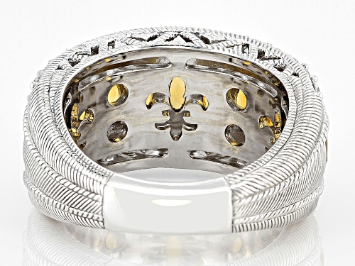 Judith Ripka 2.25ctw Citrine & 2.80ctw Bella Luce® Rhodium Over Sterling Silver Textured Band Ring - Size 6