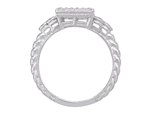 Judith Ripka Mother Of Pearl And 0.73ctw Bella Luce Rhodium Over Sterling Silver Ring - Size 5