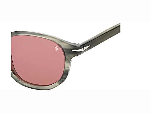 David Beckham Gray Horn Round Frame / Pink Lenses Sunglasses