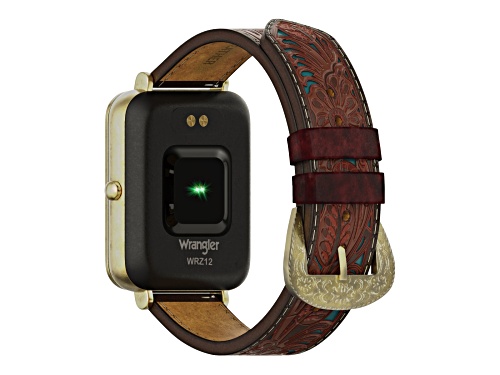 Wrangler Smart Watch WRZ12-245FT Square Antique Gold Tone with Teal Brown Floral Pattern Strap