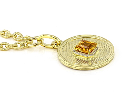 Judith Ripka 3.7ct Citrine and 0.35ctw Bella Luce® Diamond Simulant 14K Gold Clad Necklace - Size 18