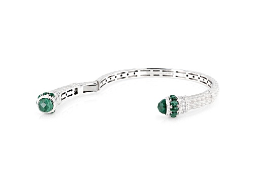 Judith Ripka 8.50ctw Malachite and 1.00ctw Bella Luce® Rhodium Over Sterling Silver Cuff Bracelet - Size 7