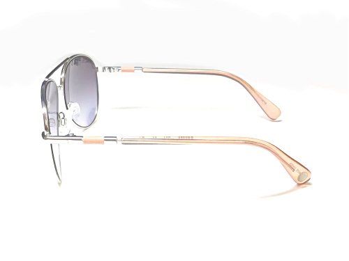 BCBG Shiny Silver Frame/Pink Green Lens Aviator Sunglasses