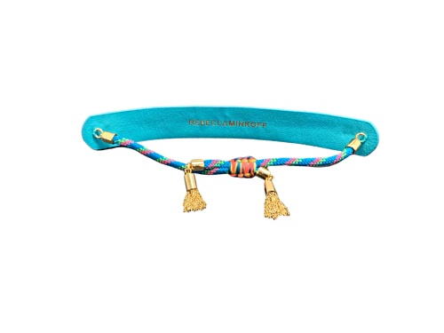 Rebecca Minkoff Turquoise Blue Beaded with Crystal Accent Friendship Bracelet - Size 7