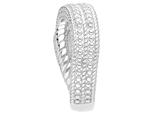 Judith Ripka 0.50ctw Bella Luce® Diamond Simulant Rhodium Over Sterling Silver Wave Band Ring - Size 11