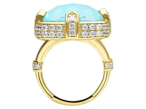 Judith Ripka Turquoise and Bella Luce® Diamond Simulant 14k Gold Clad Ring - Size 5