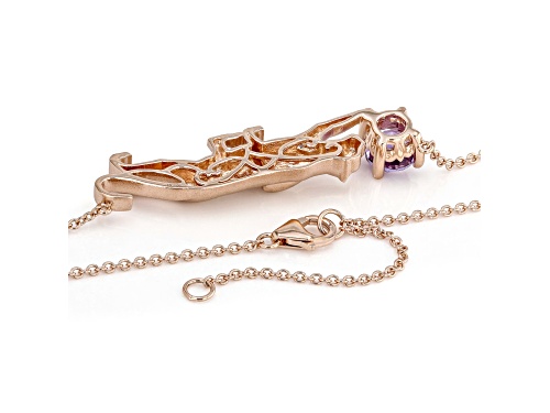 1.85ct Amethyst Rhodium And 18k Rose Gold Over Palladium Sterling Silver Panther Necklace - Size 18