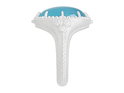 Judith Ripka Oval Paraiba Blue Agate And 0.23ctw Bella Luce Rhodium Over Sterling Silver Ring - Size 6