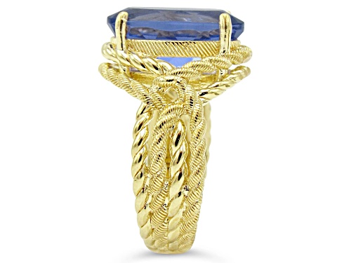 Judith Ripka 7ct Oval Blue Fluorite 14K Gold Clad Ring - Size 11